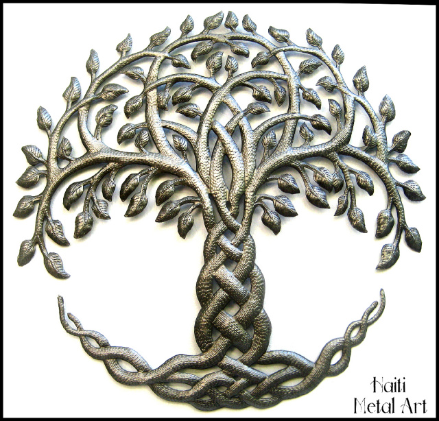 Metal tree wall decor, Haitian metal art